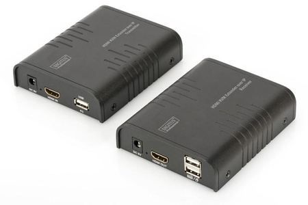 DIGITUS DS-55202 Extender KVM (HDMI+USB) do 120m Cat.5e UTP / IP, 1080p 60Hz FHD, audio (zestaw)