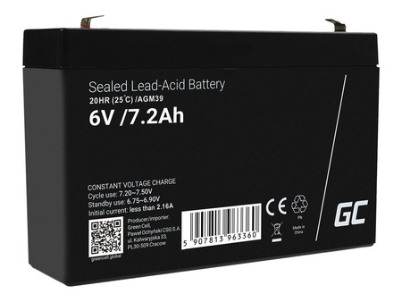 GREEN CELL Battery AGM VRLA 6V 7.2Ah