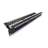 Patch panel 19" 24 porty, kat.6, U/UTP, 1U, wspornik kablowy, czarny (kompletny)