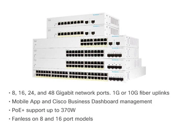 CISCO Business Switching CBS220 Smart 48-port Gigabit PoE 382W 4x10G SFP+ uplink