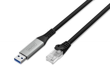 DIGITUS Kabel adapter USB-A RJ45 Kat. 6A S/FTP 1 Gbit/s USB 3.2 Gen1 LSZH 2m
