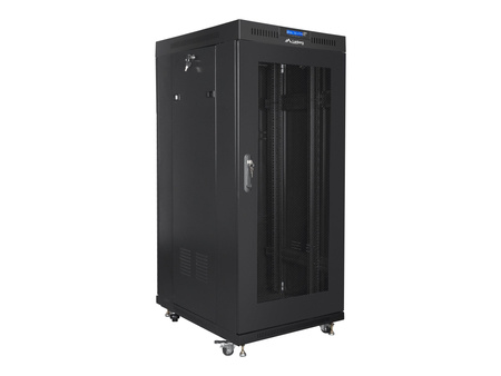 LANBERG free standing rack 19inch cabinet 27U 600x800 mesh door LCD flat pack black