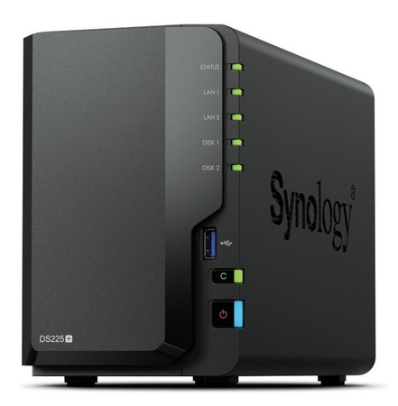 Serwer NAS DS225+ 2x0HDD J4125 2GB DDR4 1xGbE 1x2,5GbE 3Y 
