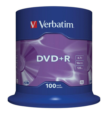 VERBATIM 43551 DVD+Rcake box 100 4.7GB 16x matte silver - uszkodzone opakowanie (P)