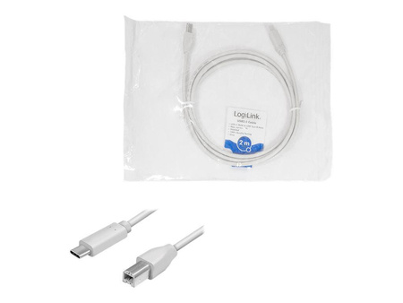 LOGILINK CU0161 LOGILINK - Kabel USB 2.0, USB-C męski do USB-B męski, 2m