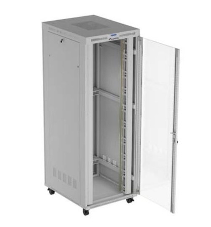 Szafa instalacyjna rack stojąca 47U 800x1000 szara drzwi przeszkolne LCD ( flat pack) V2