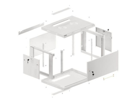 LANBERG Wall mount cabinet 19inch 6U 600x450 steel doors grey flat pack