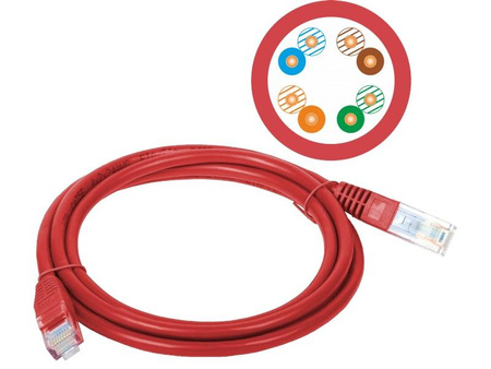 Patchcord UTP A-LAN KKU5CZE1 (RJ45 - RJ45 ; 1m; UTP; kat. 5e; kolor czerwony)