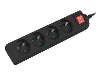 LANBERG PS1-04E-0150-BK Lanberg Listwa Zasilająca 1.5M Czarna 4X 230V PL Z Wyłącznikiem, Kabel z Miedzi