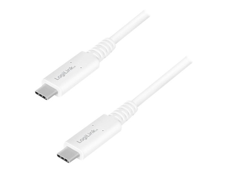 LOGILINK CU0180 Kabel USB 4 Gen3x2 Type-C C/M na USB-C/M E-mark PD 8K biały 0.8m