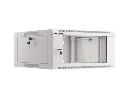 Szafa instalacyjna Lanberg rack wisząca 19" 4U 600 drzwi szklane szara (złożona) - USZ OPAK
