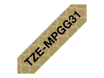 BROTHER TZEMPGG31 Taśma Brother 12mm Gold geometric pattern tape