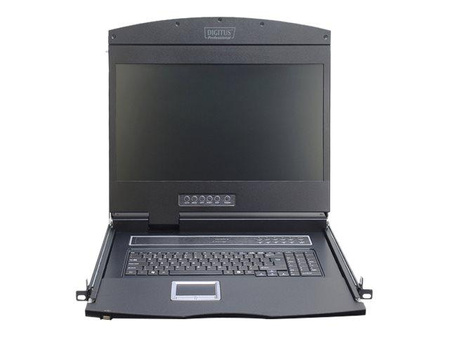 DIGITUS DS-72211-2US Konsola 19 LCD z touchpad KVM 8 portów 1U komplet kabli (8xDS-19231) klawiatura