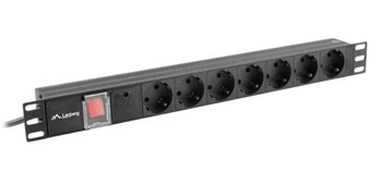 Listwa zasilająca Lanberg do RACK 1U 10A PDU 7x Schuko 2m czarna