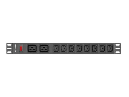 LANBERG LISTWA ZASILAJĄCA RACK 19" PDU PDU-02I1908I-0200-C20-BK (1U, 16A, 2X C19, 8X IEC C13, 2M, WTYK C20)