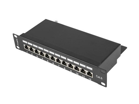 Patch Panel 12 Port 1U 10' cali kategoria 6 ekranowany czarny 