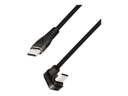 LOGILINK CU0194 Kabel USB 2.0 Type-C C/M kątowy na USB-C/M aluminium czarny 3m