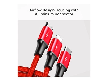 UNITEK C4049RD Kabel 3w1 USB-Typ-C/microUSB/Lightning 1.2m czerwony