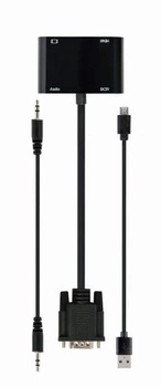 Konwerter sygnału VGA do HDMI + VGA czarny, 15 cm