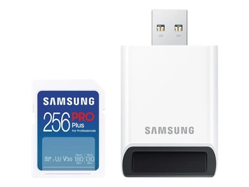 SAMSUNG SD PRO Plus 2023 256GB SD Memory Card incl. USB card reader UHS-I U3 Full HD & 4K UHD 180 MB/s Read 130 MB/s Write