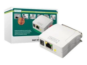 DIGITUS fast ethernet printserver 1xParallel 1xRJ-45 with power supply