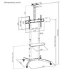 MACLEAN STAND / WÓZEK DO TV, PÓŁKA NA KAMERĘ, NA KÓŁKACH, 37-70", MAX. OBCIĄŻENIE 45KG/5KG PÓŁKA, MAX. VESA 600X400 MC-113 B