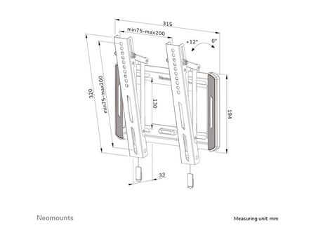 NEOMOUNTS WL35-550BL12 Tilt Wallmount 24-55inch Max 45kg VESA max 200x200 Distance to wall 3.3cm Black