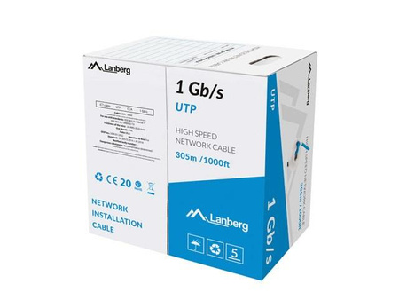 LANBERG KABEL UTP 1GB/S 305M DRUT CCA NIEBIESKI LCU6-10CC-0305-B