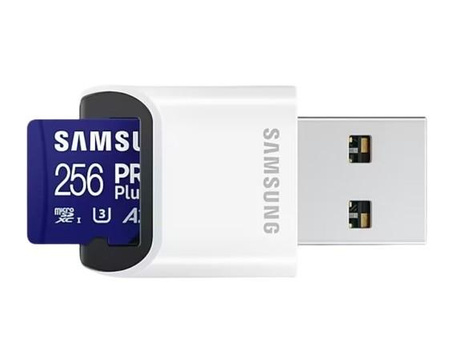 SAMSUNG PRO Plus microSD 256GB Up to 180MB/s Read and 130MB/s Write speed with Class 10 4K UHD incl. Card reader 2023 (P)