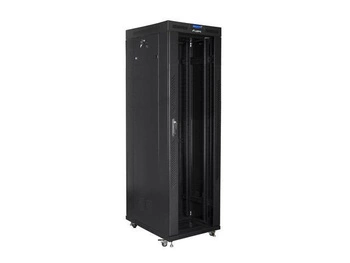 Szafa instalacyjna Rack stojąca 19" 42U 800x800 czarna drzwi szklane LCD Lanberg (flat pack)