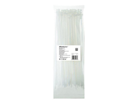 QOLTEC 52207 Qoltec Opaska zaciskowa 4.8x300 100szt nylon UV Biała