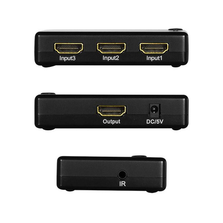 Przełącznik Switch 3x1 HDMI, 1080p 60Hz, z pilotem