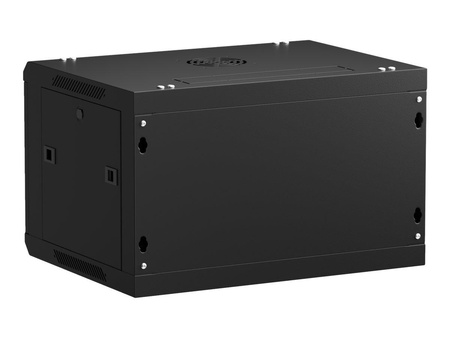 NETRACK 019-060-645-022 Netrack szafa wisząca 19, 6U/600x450mm – czarny, drzwi szklane, otwierane boki