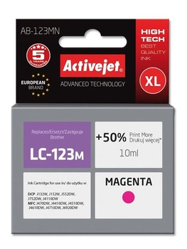 Activejet AB-123MN Tusz (zamiennik Brother LC123M/121M; Supreme; 10 ml; czerwony)