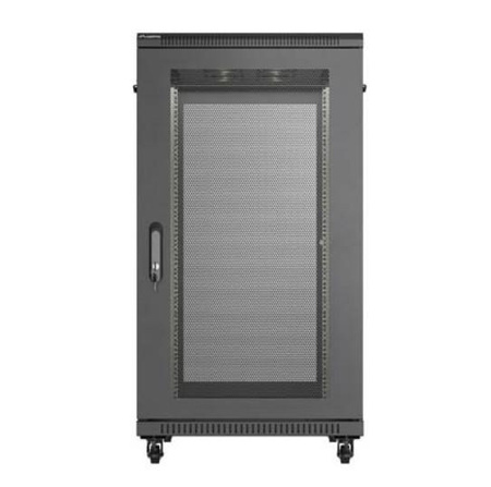 Szafa instalacyjna rack stojąca 19" 22U 600x1000 czarna drzwi perforowane ( flat pack)