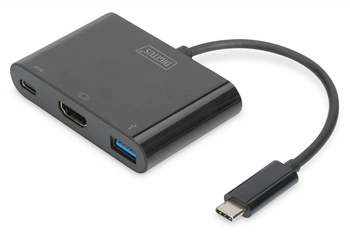 DIGITUS DA-70855 Multi Adapter HDMI 4K 30Hz UHD 1xUSB Typ C PD, 1xUSB A na USB 3.1 Typ C czarny