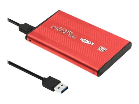 QOLTEC External Hard Drive Case HDD/SSD 2.5inch SATA3 USB 3.0 Red