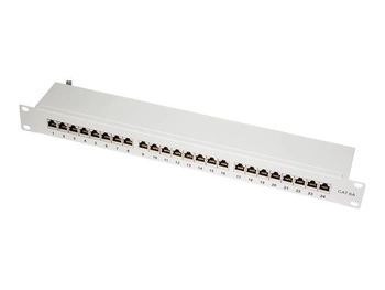 LOGILINK NP0060 LOGILINK- Patchpanel 19 kat. 6A, 24-portowy, ekranowany STP, szary