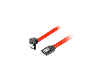 Kabel SATA Lanberg DATA II (3Gb/s) F/F 0,5m kątowy metalowe zatrzaski czerwony