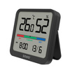 Czujnik temperatury i wilgotności, do użytku wewnętrznego, ekran LCD, zegar, data, uchwyt z magnesem, CT-01/B Czarny