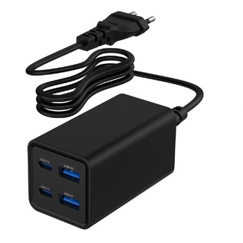 GEMBIRD Szybka ładowarka USB Power Delivery USB typu C 4x USB 65 W GaN czarna