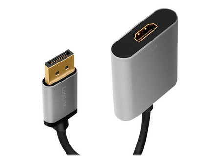 LOGILINK CDA0108 Adapter DisplayPort DP/M na HDMI A/F 4K/60 Hz aluminium czarny/szary 0.15m