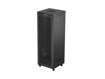 LANBERG szafa Rack 19 stojąca 47U 800x800 czarna drzwi perforowane LCD flat pack