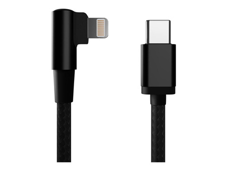 GEMBIRD Kabel USB-C - do 8 pin kątowy w oplocie tekstylnym 0.2m czarny