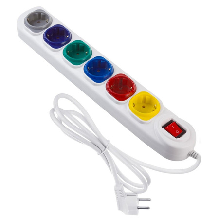 Przedłużacz 6 gniazd 1.5m MCE509 W 250VAC/10A biały, 2500 W, IP20 