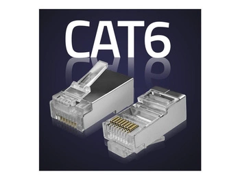 QOLTEC 54556 Wtyk złącze modularne RJ45 / CAT6 / FTP / Pozłacane styki / 100 sztuk