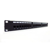 Patch panel 19" 24 porty, kat.6, U/UTP, 1U, wspornik kablowy, czarny (kompletny)