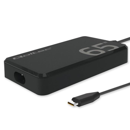 QOLTEC 52421 Ładowarka sieciowa 65W GaN Super Fast SLIM PD 5V 20V 3.25A USB C 3.1 Laptop MacBook Smartfon + kabel