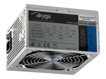 AKYGA Zasilacz ATX 500W AK-B1-500E P4 3x SATA 2x Molex PPFC FAN 12cm