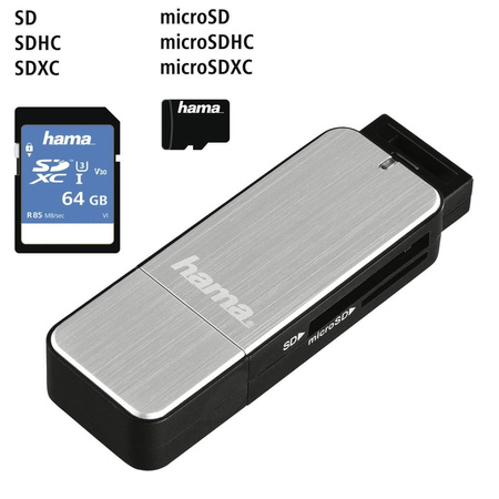 Czytnik kart SD/microSD USB 3.0 srebrny